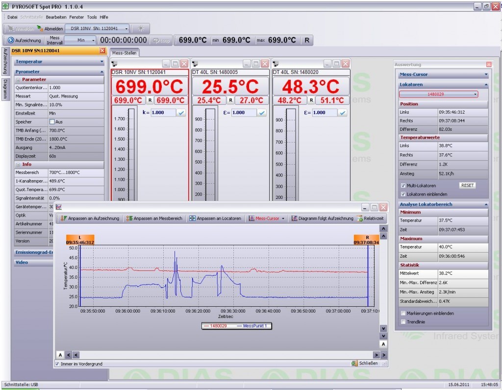 Software for Pyrometers PYROSPOT Spot Pro